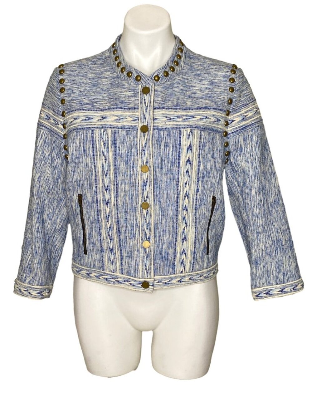 Rebecca Minkoff NWT $328 Women's Blue Denim Studded Enabel Jean Jacket, Size 10